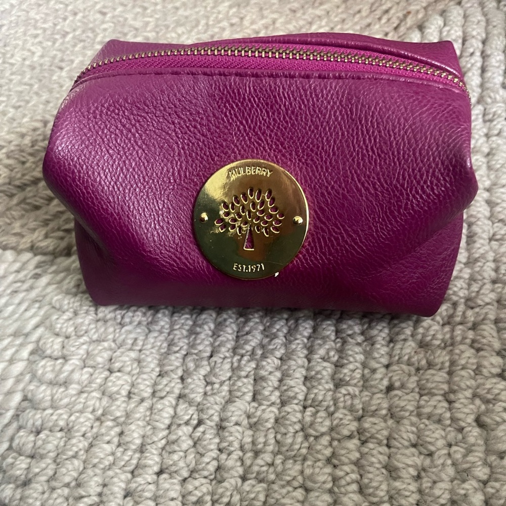 Mulberry est. 1971 Rasberry Leather Cosmetic Toiletry Bag Pouch